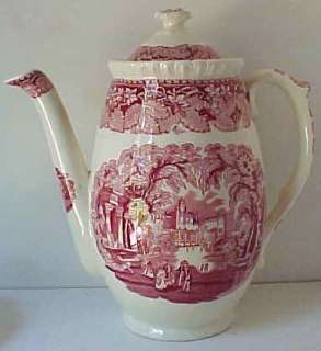 MASONS VISTA PINK RED FULL SIZE 5 CUP ROUND COFFEE POT  
