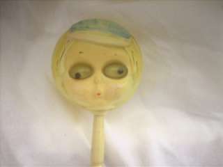 Large Vintage Rolling Googly Eyes Plastic Baby Rattle Toy  
