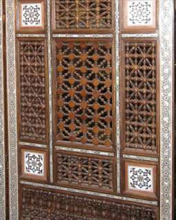 Middle Eastern Inlaid Wooden Screen Room Divider  