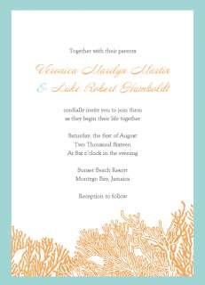 CORAL WEDDING INVITATIONS AND RSVP WITH ENVELOPES  