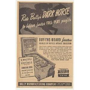   Bally Dark Horse Pinball Game Machine Print Ad (45216)