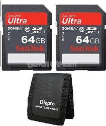 Sandisk 64GB Ultra SDXC UHS I Card 30MB/s (Class 10)  2 Pack + Memory 