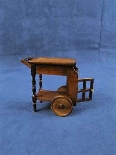 Dollhouse Furniture Wood Tea Serving Cart w/Tea Set  