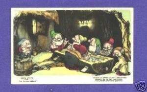 P5837 Snow White & Seven Dwarfs postcard, Water Lilies  