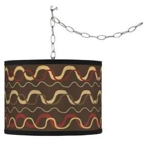  Swag Style Wave Stitch Shade Plug In Chandelier