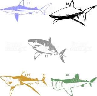   ,HAMMERHEAD, WINDOW STICKER,GREAT WHITE,FISH,OCEAN SHARKS,MAKO,WHITE