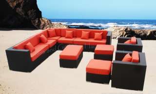   FABRIC COLORS OUTDOOR WICKER SECTIONAL SOFA PATIO FURNITURE SET  