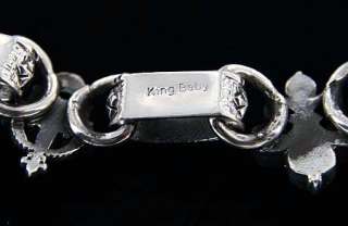 King Baby Skull FLEUR de lis Light Link Bracelet silver  