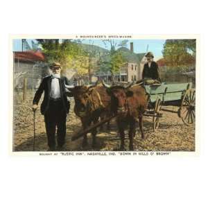  Old Timer and Ox Cart, Nashville, Indiana Premium Giclee 