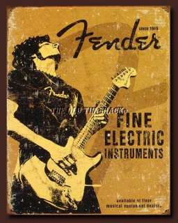 Nostalgic Tin Metal Sign   Fender Electric Guitar Musical Music 