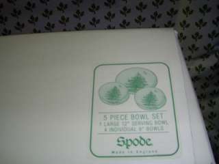 NEW SPODE CHRISTMAS TREE 5 PIECE SERVING BOWL & DISHES  