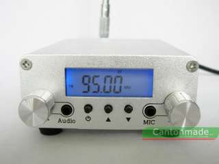 05w pll fm transmitter broadcast stereo mic silver  