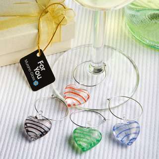   gorgeous heart design Murano Glass Collection wine glass charms