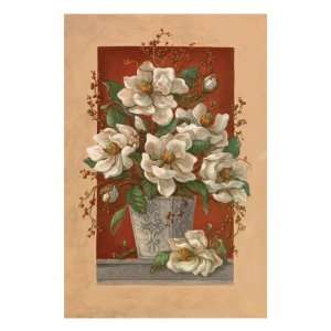  Magnolias En Rouge Giclee Poster Print by Janet Kruskamp 