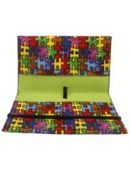 Autism Awareness Puzzle Fabric Checkbook Cover
