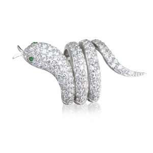   Zirconia & Simulated Emerald Snake Ring by Cheline, Size 7 Jewelry