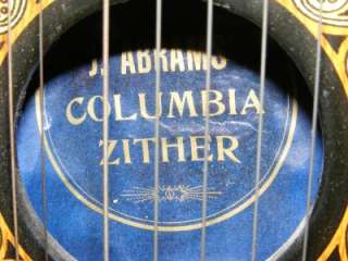 ANTIQUE ZITHER Harp Phonoharp J. Abrams Columbia 1894  