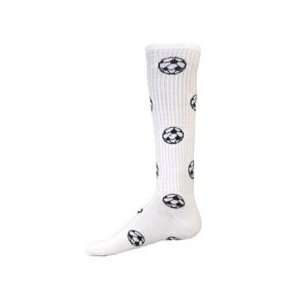  Soccer Ball Pattern Socks / White
