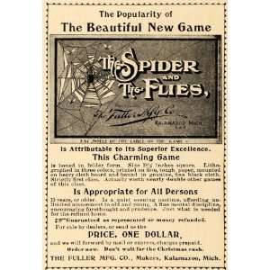  1898 Ad Fuller Kalamazoo Spider Flies Board Game Kids 