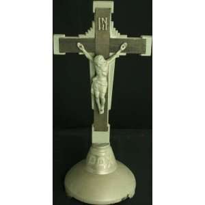   Antique French Art Deco Standing Crucifix Cross Peace 