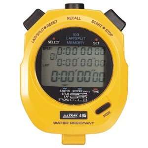 ULTRAK 495 Professional Stopwatches   100 Lap Memory   Yellow  
