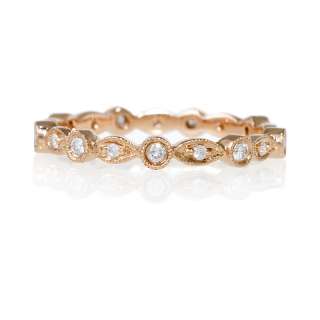 18k Rose Gold Diamond Antique Eternity Wedding Band  