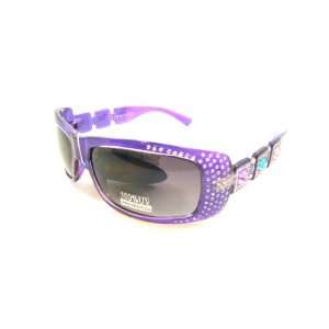   Colored Gemstone Crystal Ladies Sunglasses UV Protection PURPLE