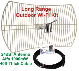 All in one LONG RANGE WIFI KIT Antenna Adapter Cbl Incl  