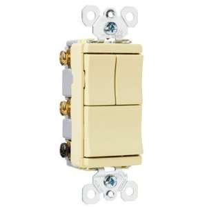  TradeMaster 15A120V Decorator Three Single Pole Switches in Ivory