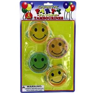  24 Packs of 4 Happy Face Tambourines