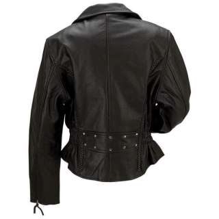 Lady Biker Solid Leather Motorcycle Jacket Lined/Braid  