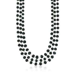  420.00ct t.w. Emerald Three Strand Necklace, Silver. 18 Jewelry