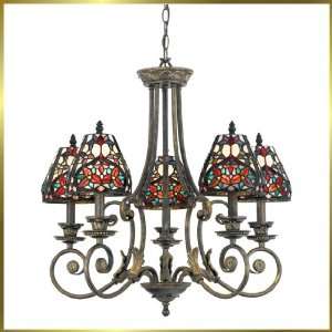 Tiffany Chandelier, QZTFLI5005MP, 5 lights, Antique Bronze, 25 wide X 