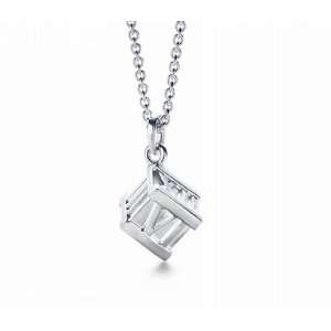    Sterling Silver Tiffany Inspired Cube Necklace 