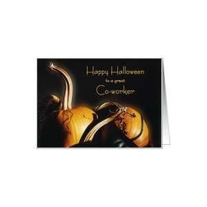 Happy Halloween Co worker, Orange pumpkins in basket with shadows and 