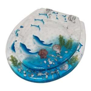   Acrylic and Transparent Blue Dolphins Toilet Seat