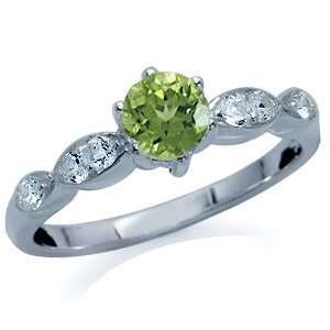   Peridot & White Topaz 925 Sterling Silver Engagement Ring Size 5