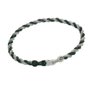 Phiten Custom Titanium Forest Green and White Tornado Necklace with 