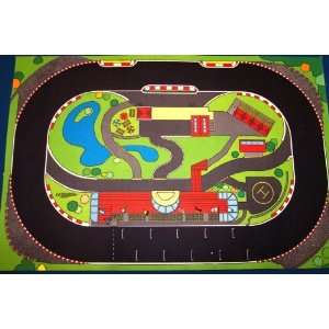  Car Race Track Playmat (59 x 39 inches)   oval, grid 