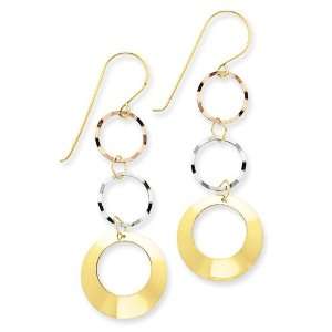 14k Gold Tri Color Circle Earrings Jewelry