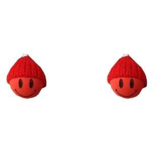   Smiley Face w/ Red Hat Car Truck SUV Antenna Topper   2PK Automotive