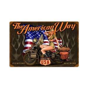  American Way Motorcycle Vintage Metal Sign   Victory 