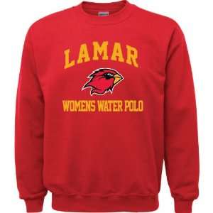 Lamar Cardinals Red Womens Water Polo Arch Crewneck Sweatshirt 