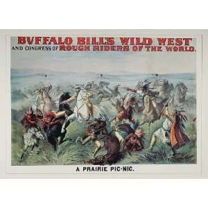 1976 Print Buffalo Bill Wild West Indian Cavalry Fight   1976 Color 