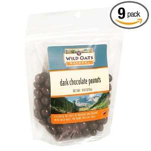 Wild Oats Natural Dark Chocolate Peanuts, 9 Ounce Bags (Pack of 9)
