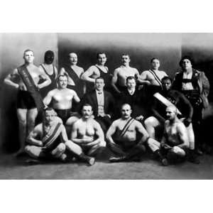   Team of Champion Russian Wrestlers 28X42 Canvas Giclee