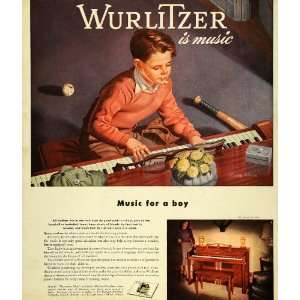1947 Ad Wurlitzer Spinette Piano De Kalb S Ekman Boy   Original Print 